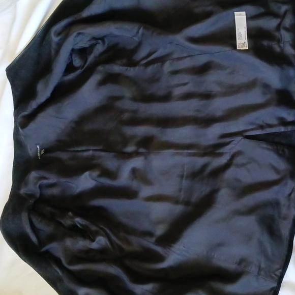 EILEEN Fisher Wool Blend Leather Trim Jacket, Size Large - Picture 9 of 13